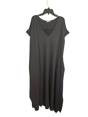 Entro Black Short Sleeve Pocket Maxi Dress Sz L